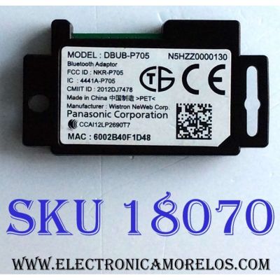 BLUETOOTH MODULE DONGLE / PANASONIC BLUETOOTH MODULE, DONGLE / DBUB-P705 / NKR-P705 / 4441A-P705 / 2012DJ7478 / 6002B40F1D48 / CCAI12LP2690T7 / MODELOS TC-P50ST60 / TC-P55VT60 / TC-P60ST60 / TC-L60DT60 / TC-P65VT60