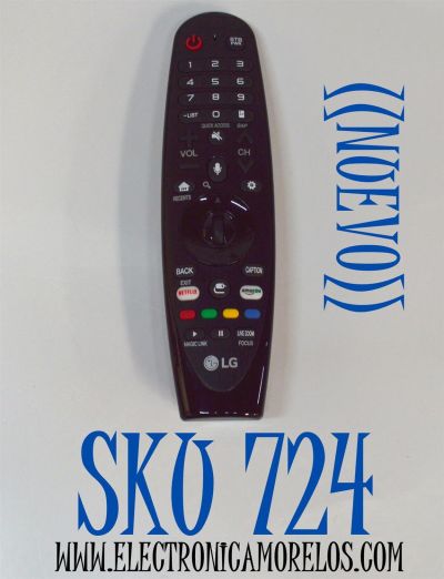 CONTROL REMOTO ORIGINAL NUEVO PARA TV Control Magic LG / CON COMANDO DE VOZ / NUMERO DE PARTE AN-MR650A / 2703H-MR650A / BEJMR650A / MR650A / AGF78700101 / MODELO  75SJ8570-UB / 65UJ7700-UA / 65SJ850A-UC / OLED65B7A-U / OLED65B7P-U / 55SJ8500-UB 