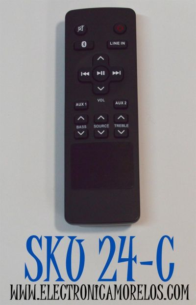 CONTROL REMOTO PARA BARRAS DE SONIDO/SISTEMAS DE CINE EN CASA RCA / NUMERO DE PARTE  RTS7010B / RTS7010B-E1 / RTS7010BE1 / RTS7110B / RTS7630B / RTS739BWS / CUENTA CON BOTONES PARA FUNCIONES COMO BLUETOOTH / LINE IN / AUX 1 / AUX 2 / SOURCE