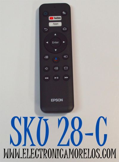 CONTROL REMOTO ORIGINAL PARA PROYECTORES EPSON / INCLUYEN FUNCIONES DE TV/STREAMING / ANDROID INTEGRADAS / COMANDO DE VOZ / NUMERO DE PARTE  WH-55 / BKMAE-WH55 / 1052D-WH55 / 273497 / MODELO EF-100B / EF-100W / C0-FH02 / EH-TW5700 / EH-TW6200 / EH-TW6250