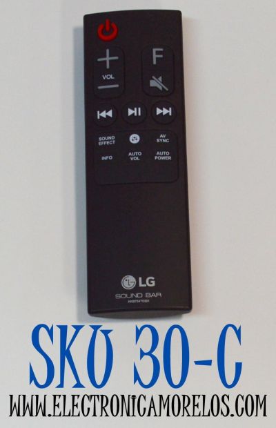 CONTROL REMOTO ORIGINAL PARA BARRAS DE SONIDO LG SOUND BAR / NUMERO DE PARTE AKB75475301 / AKB75595312 / AKB75595402 / AKB75595331 / AKB75595301 / MODELO SK8 / SK5DEUSLLK / SK5Y / SL4Y / SL5Y / SL6Y / SN5Y / SN6Y / SN7R / SJ3 / SJ4 / SKD4 / SL4 / SNH5