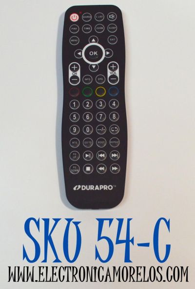 CONTROL REMOTO ORIGINAL DURAPRO PARA FUNCIONAR CON UNA VARIEDAD DE TELEVISORES Y OTROS DISPOSITIVOS ELECTRONICOS / SE PUEDE PROGRAMAR PARA CONTROLAR MULTIPLES MARCAS Y MODELOS COMO PANTALLAS/TELEVISORES / NUMERO DE PARTE MR20GA / DG3200RTV