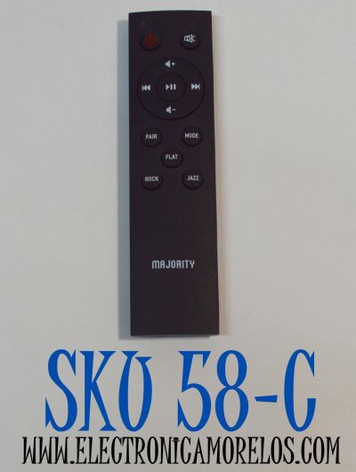 CONTROL REMOTO ORIGINAL PARA BARRAS DE SONIDO MAJORITY / NUMERO DE PARTE 1000002683 / MODELO K2-BAR-BLK / BOW-BAR-BLK