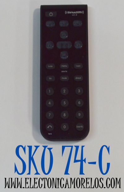 CONTROL REMOTO ORIGINAL PARA OPERAR CON LOS RECEPTORES DE RADIO SATELITAL SIRIUSXM V2.0 / COMPATIBLE CON UNA VARIEDAD DE RECEPTORES SIRIUSXM INCLUYENDO MODELOS COMO ONYX/SPORTSTER/XPRESSRC / NUMERO DE PARTE XDPR2 / RC27C-T3 / SXIR2 / 8541714432
