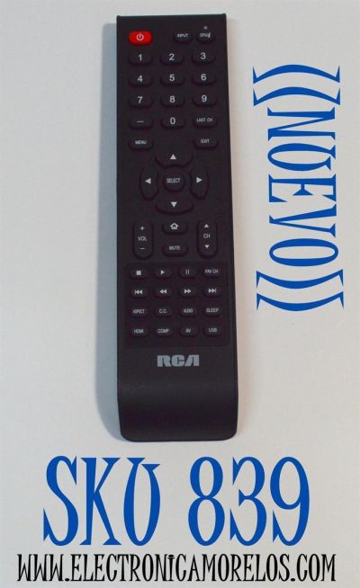 CONTROL REMOTO ORIGINAL NUEVO PARA TV RCA / NUMERO DE PARTE JKT-62C / 850158345 / RE20QP29 / MODELO RC40A18S-SM / RC32S19T2-SM / RC40A16S-SM / 19LA30RQ / 19LB30RQ / 22LA30RQ / 22LA45RQ / 22LB45RQ