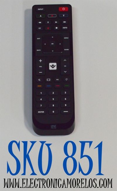 CONTROL REMOTO ORIGINAL ONE FOR ALL PARA LOS TELEVISORES VIZIO / NUMERO DE PARTE URC 11-1823 R00 / URC1823 / URC 1823 / S3F80PBXX1-C0CB / E183600 / FUNCIONA CON TODOS LOS MODELOS DE TELEVISORES VIZIO / LCD / LED / PLASMA