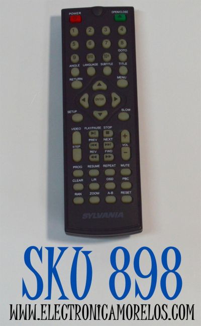 CONTROL REMOTO ORIGINAL PARA REPRODUCTOR DVD SYLVANIA / NUMERO DE PARTE QF-X898 / NB804 / NB064UD / NB064 / NB9400UD / NF018UD / MODELO SDVD6656 / SDVD6655-B / DVL700E / SDVD1336 / SDVD1484 / SDVD6670 / SDVD1041-DG / SDVD1096