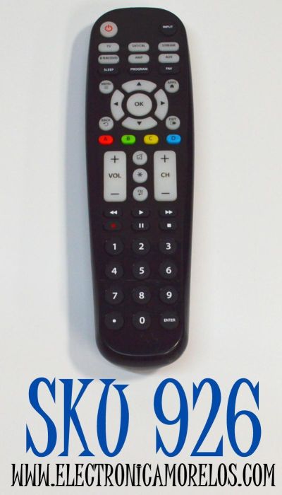 CONTROL REMOTO ORIGINAL BLACKWEB ES COMPATIBLE CON UNA AMPLIA GAMA DE MARCAS Y TIPOS DE DISPOSITIVOS / NUMERO DE PARTE BWB17AV002 / BWB17AV002 / PCL-1 / 1824A / P-17601 / PUEDE CONTROLAR 6 DISPOSITIVOS COMO TV/SAT/CBL/STREAM/BLU-RAY/DVD/AMP/AUX 