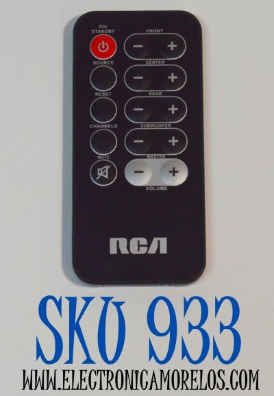 CONTROL REMOTO ORIGINAL DE BARRA DE SONIDO PARA SISTEMAS DE CINE EN CASA RCA / NUMERO DE PARTE RT151 / MODELO RTS635 / RTS735E / RT151 / RT1511