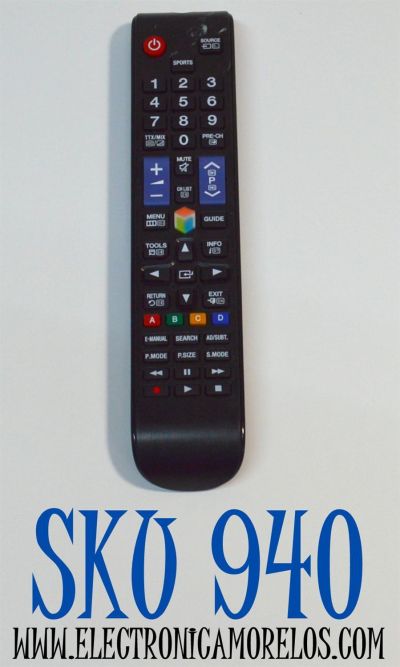 CONTROL REMOTO PARA TV SAMSUNG / NUMERO DE PARTE BN59-01198K / BN59-01178K / BN59-01178F / BN59-01198N / BN59-01198Q / AA59-00741A / BN59-01175N /BN59-01178W / BN59-01199F / BN59-01198L / RM-SAMSL1598