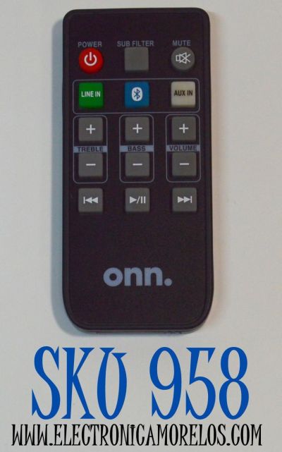 CONTROL REMOTO ORIGINAL PARA BARRA DE SONIDO / SISTEMA DE AUDIO ONN / NUMERO DE PARTE 100024201 / 100019264 / 100024204 / 100020788 / 100002635 / 100008045 / ONA18SB001 / ONA18SB002 / ONA18SB003 / 100004120