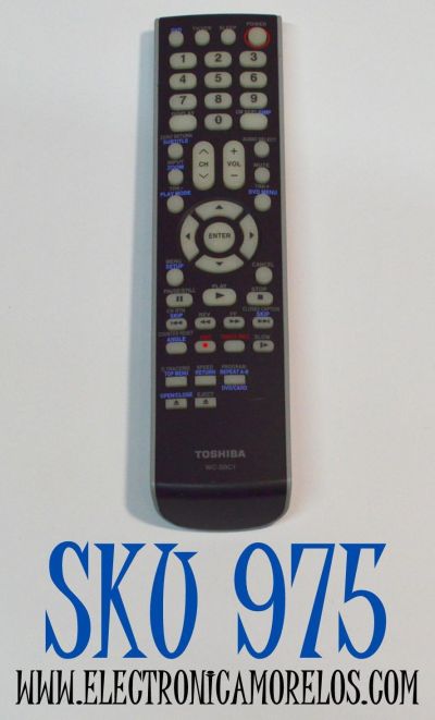 CONTROL REMOTO ORIGINAL PARA TV/DVD/VCR TOSHIBA / NUMERO DE PARTE WC-SBC1 / WC-SB2 / WC-S8C1 / CT-90302 / VC-SB1 / 076D0K010 / P4142-1 / R0305 / 076D0KH030 / P4142-4 / MODELO 42RV530U / MW14F51 / 19AV500 / 32CV510U / MW20F51 / MW24F51 / MW27F51