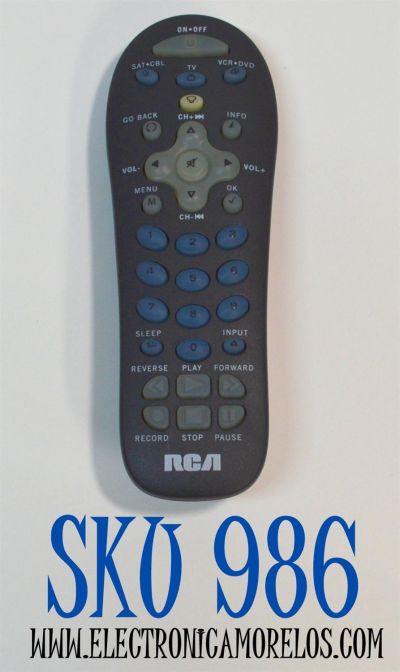 CONTROL REMOTO ORIGINAL RCA PARA CONSOLIDAR HASTA 3 COMPONENTES DIFERENTES DE CINE EN CASA COMO TV / RECEPTORES DE SATELITE/CABLE / REPRODUCTORES DE DVD/VCR / NUMERO DE PARTE RCR311W / RCR312WR / R20052 / 5113EW / RCR503BZ / RCR311 / RCR311BIR / RCR311BN