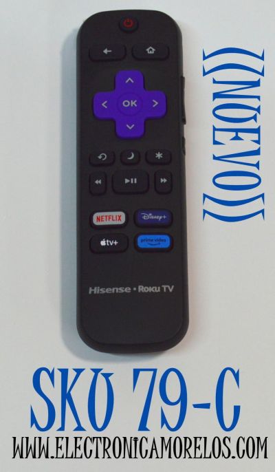 CONTROL REMOTO ORIGINAL NUEVO PARA TELEVISORES HISENSE ROKU TV / NUMERO DE PARTE 3026000172 / RC-ALIR / RSAG8.074.6369 / 269767 / 302600064 / 3226001217 / HU-RCRUS-23 / HU-RCRUS-22 / MODELO 75R6E4 / 75R6E5 / 75A6NR / 75R6030N / 75A65NR / 75A67NR